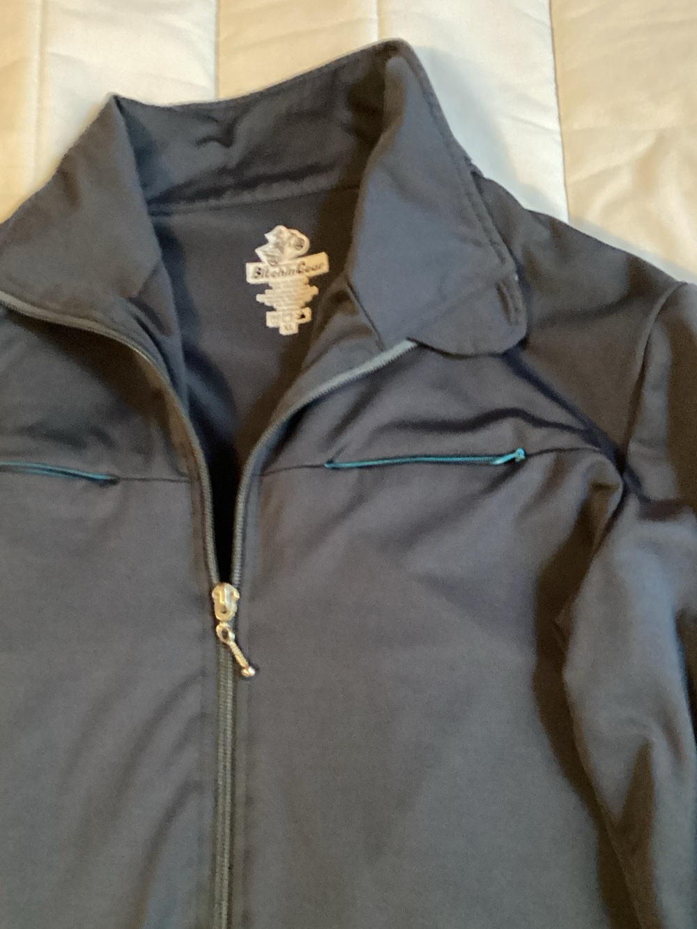 Lightweight Ladies Charcoal Zip Shirt Jacket with Teal Trim
